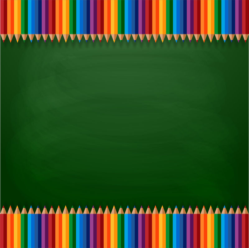 绿色背景下的彩色铅笔框矢量设计
