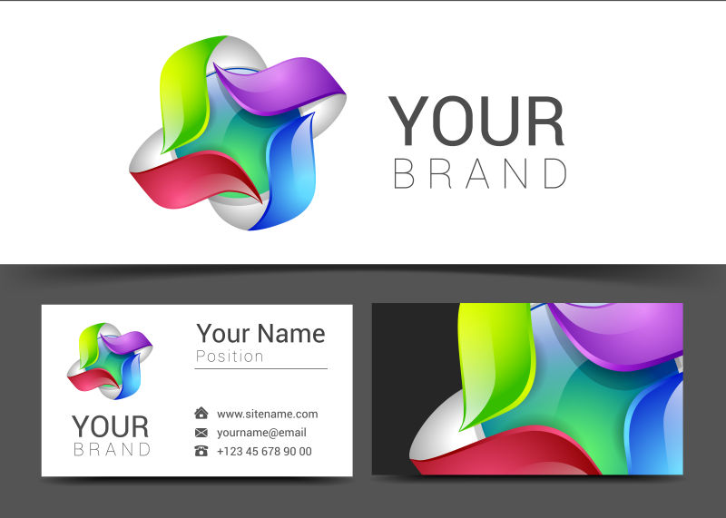 矢量彩色视觉企业名片标志设计