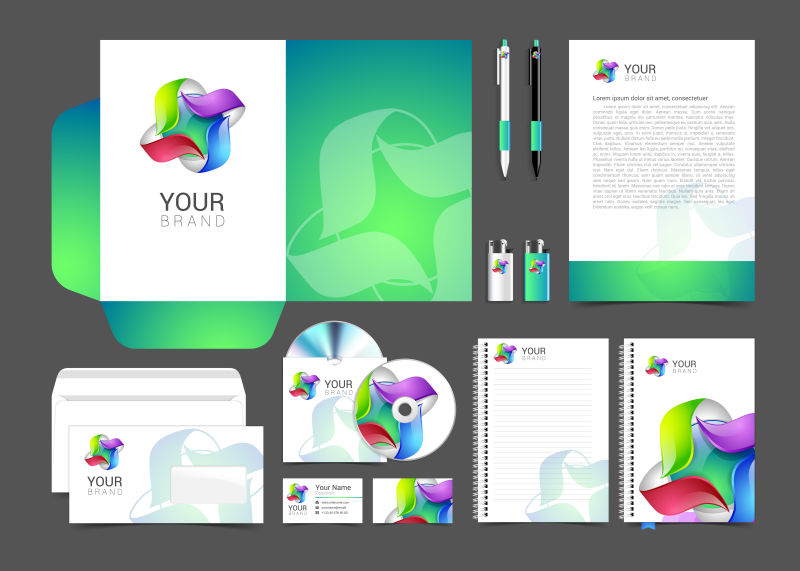 彩色循环标志的矢量企业视觉形象平面设计