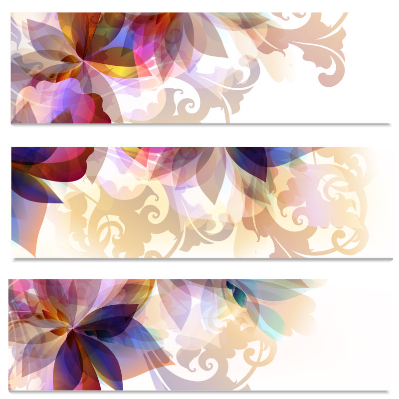 彩色花卉图案的矢量卡片背景设计