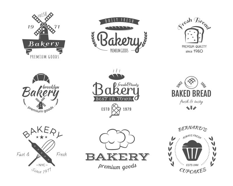 矢量面包店创意标签设计