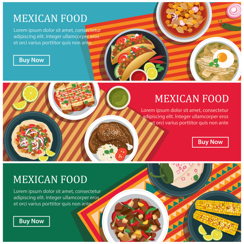 墨西哥食品网页横幅矢量设计