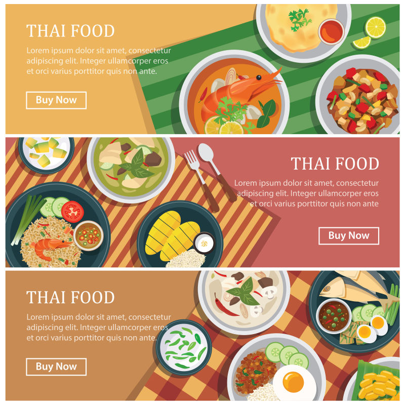 泰国美食矢量的网页横幅设计