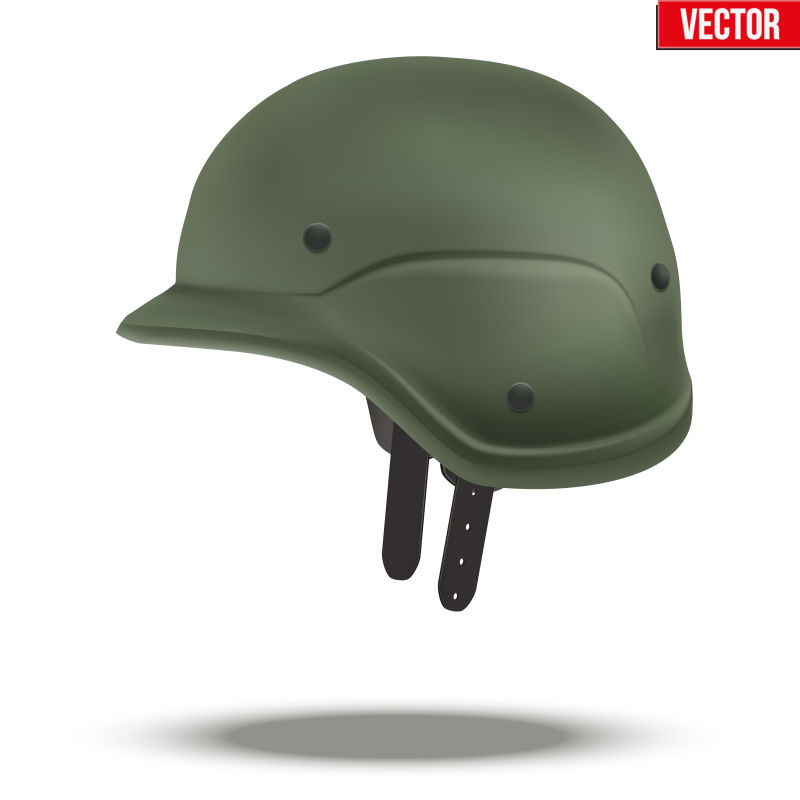 矢量的墨绿色军事战术头盔