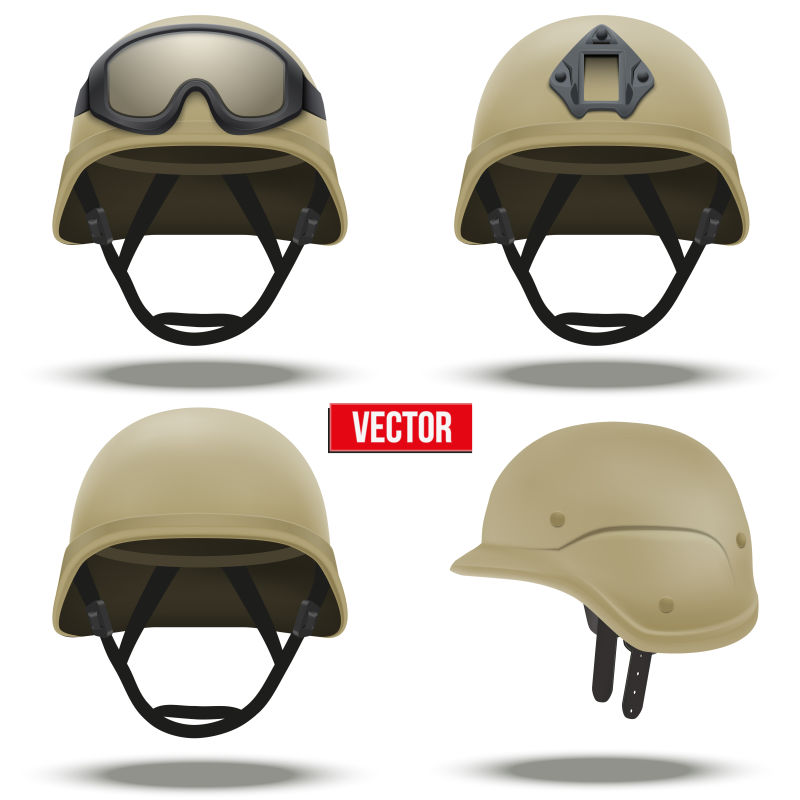 沙漠色彩的军用战术头盔矢量插图