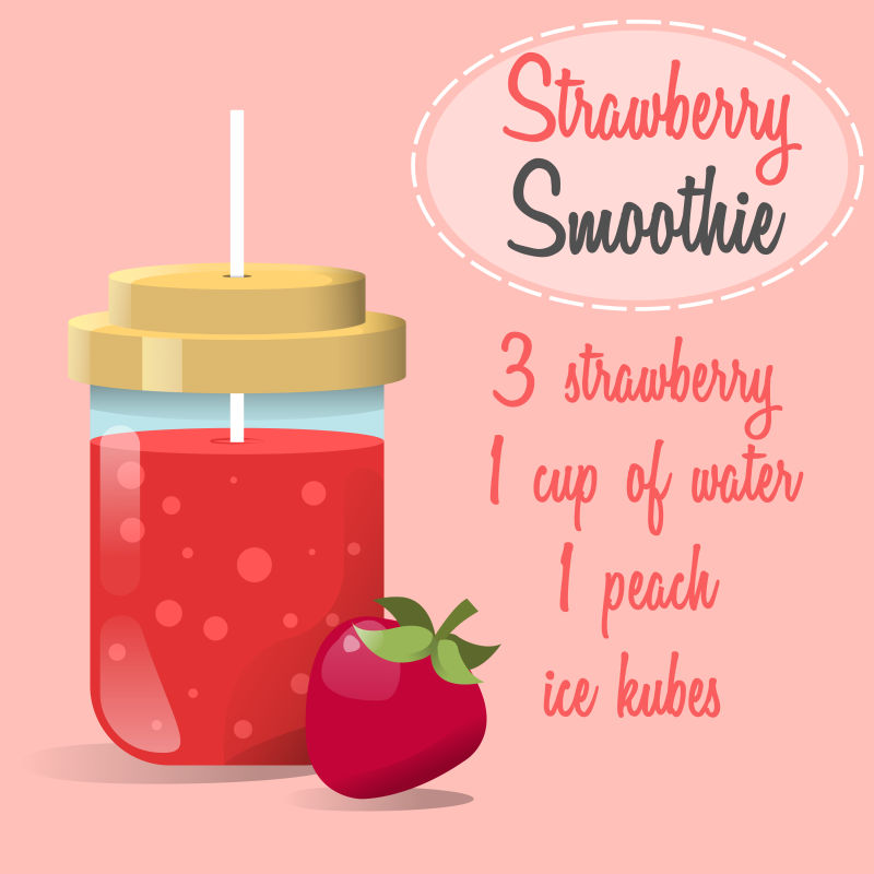 矢量草莓冰沙的海报