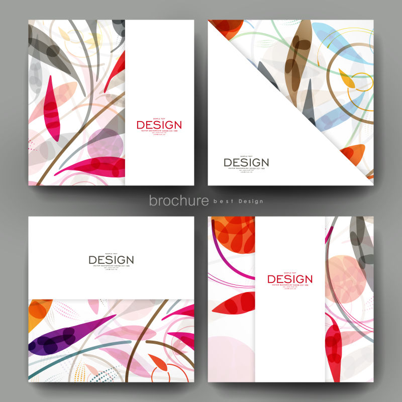 创意彩色花卉装饰的矢量小册子设计