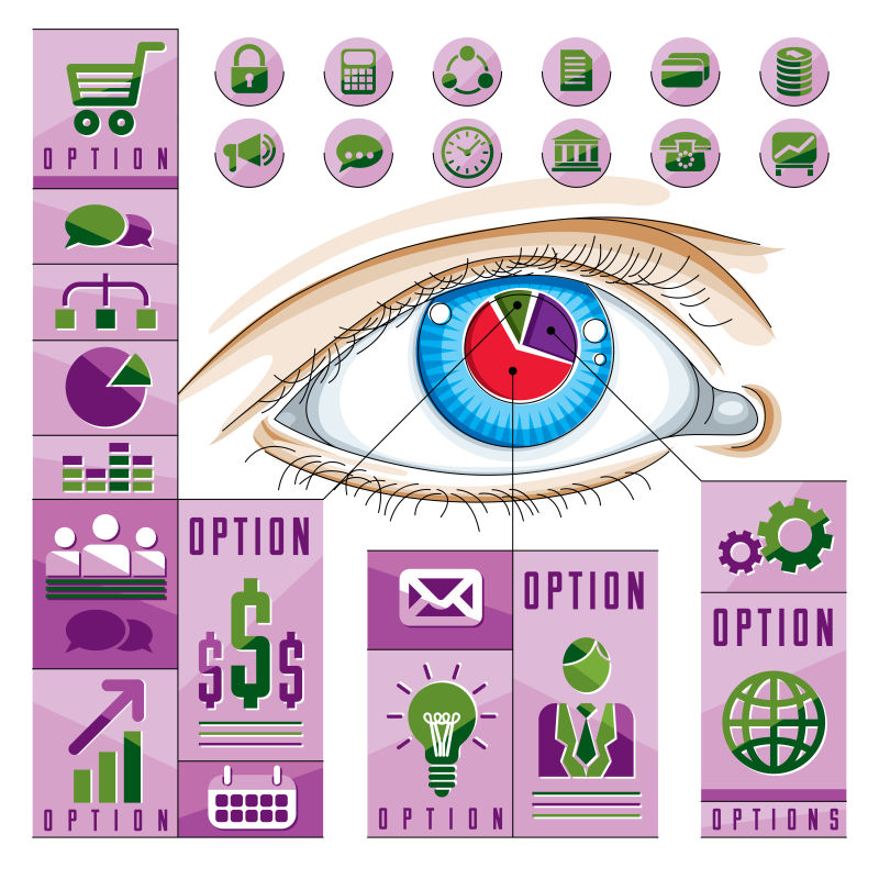 矢量人眼形状的创意商业信息图表设计