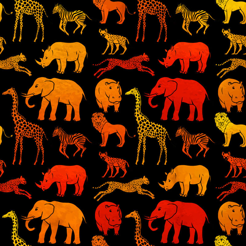 矢量的非洲动物插图