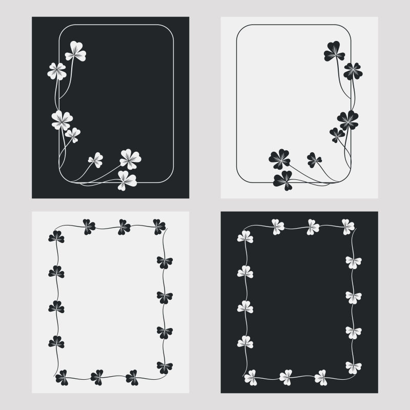 矢量线性花朵创意装饰边框设计