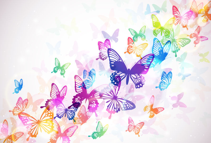 创意矢量彩色有光点的蝴蝶插图