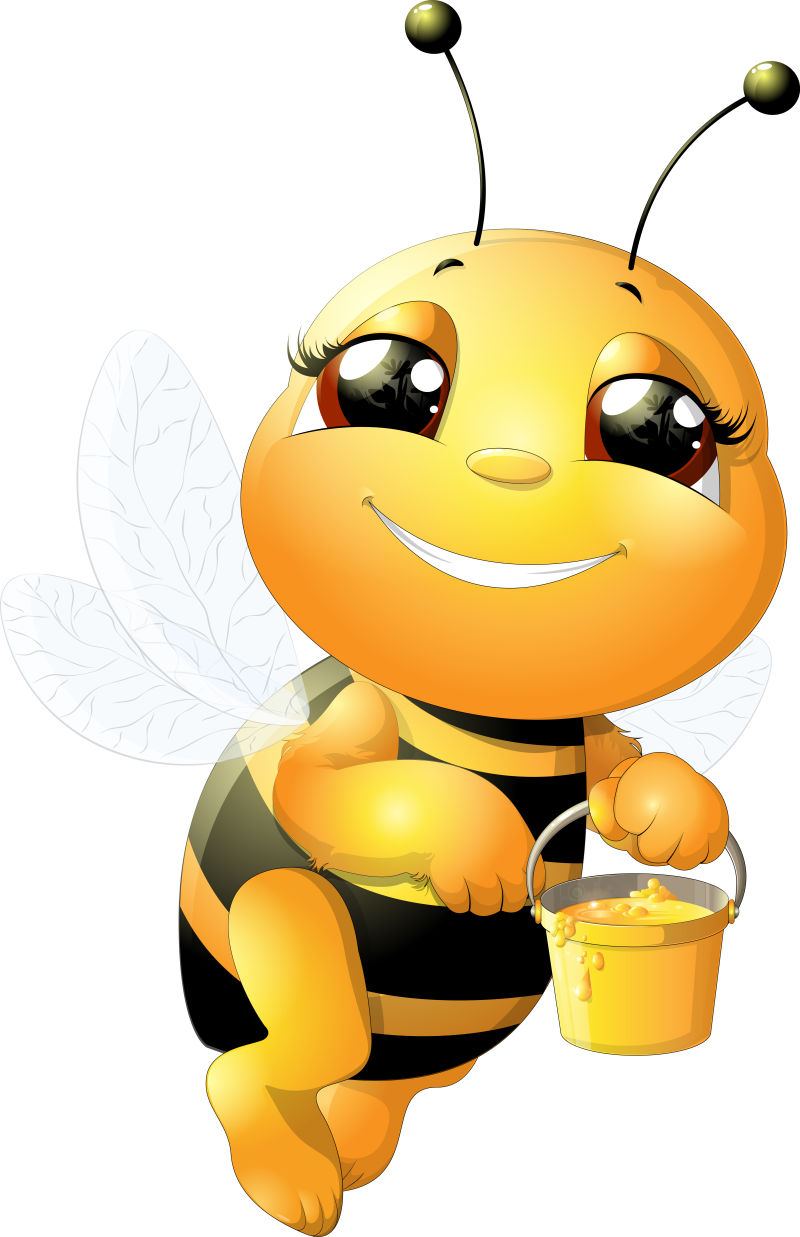 创意矢量卡通拿着蜂蜜的蜜蜂