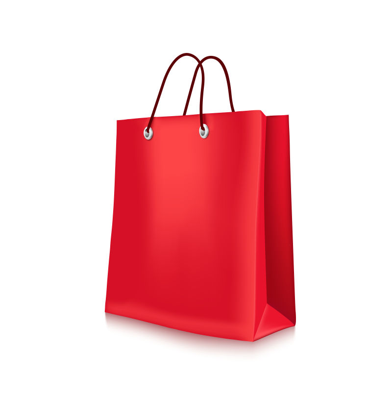 矢量的红色立体购物袋设计