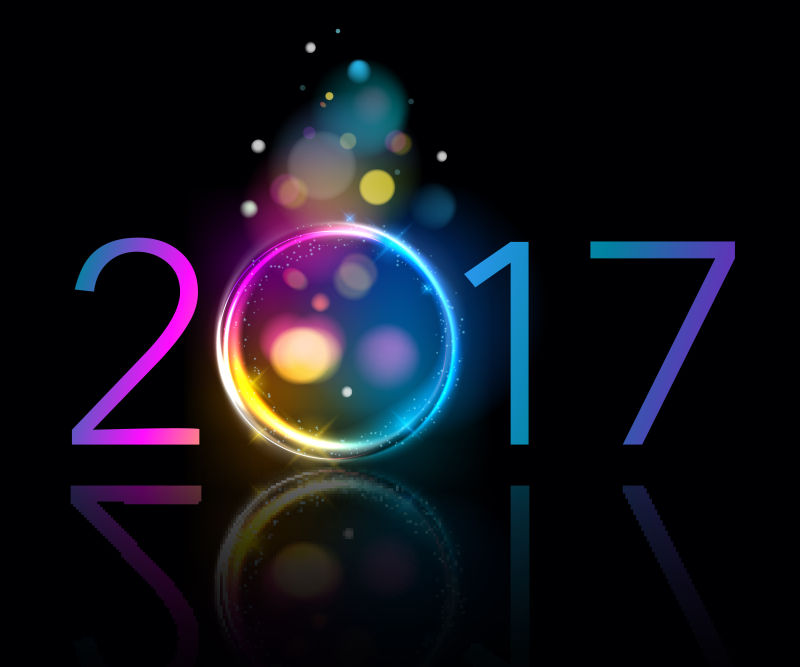 创意矢量2017新年快乐的插图