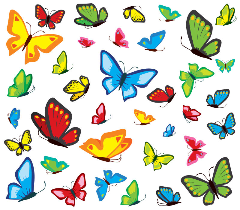 创意矢量彩色蝴蝶插图