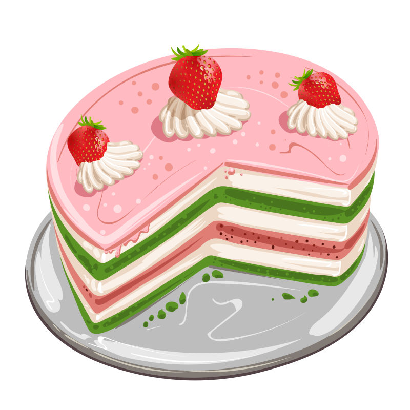 矢量的草莓蛋糕