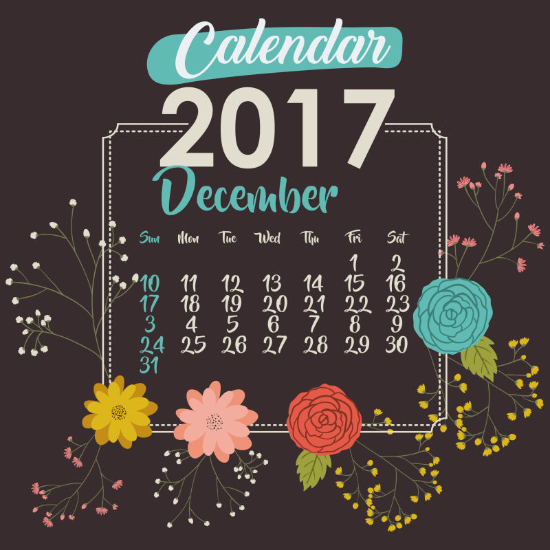 2017年的黑色日历矢量设计