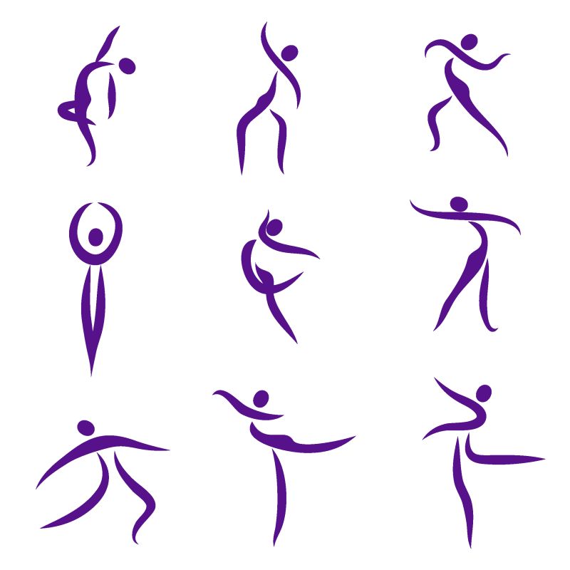 创意矢量紫色舞蹈抽象人物标志设计