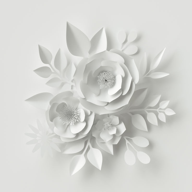 白色背景前手工制作花朵
