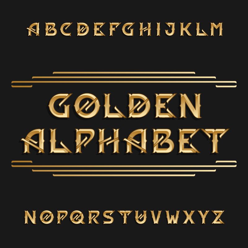金色的艺术字体矢量设计