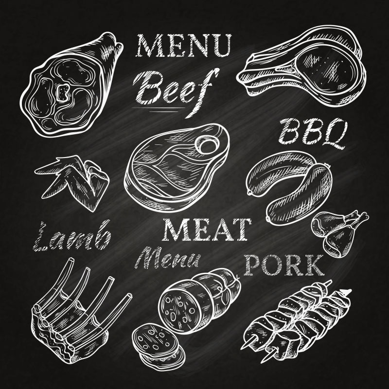 矢量的肉类食品插图设计