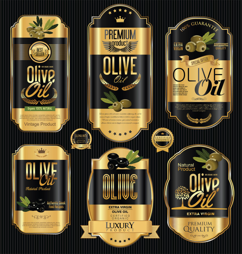 矢量橄榄油的复古标签设计