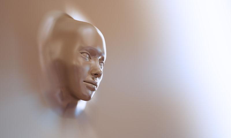 一张年轻女性脸的3D抽象图解