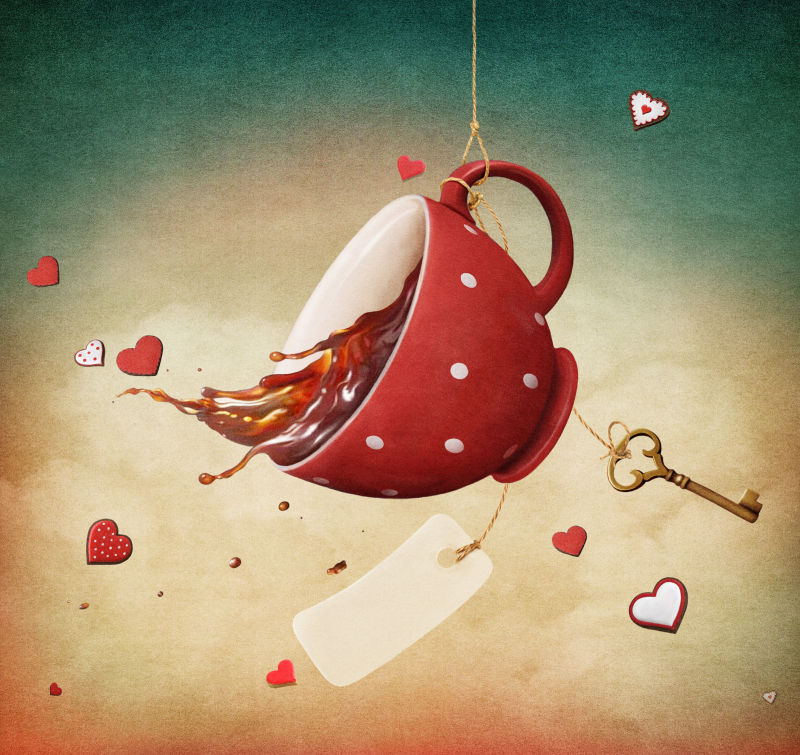 创意矢量浪漫的红茶杯艺术插图
