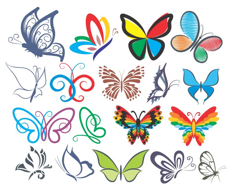 创意矢量抽象简易的蝴蝶插图