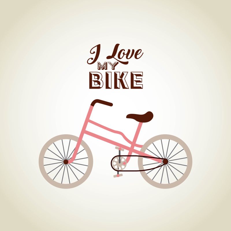 矢量粉色的自行车插图