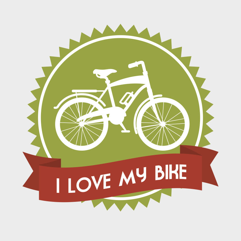 矢量抽象绿色健康自行车插图
