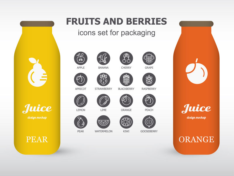 果汁饮料的矢量标签设计