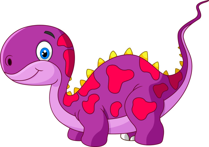 创意矢量可爱的紫色食草恐龙插图