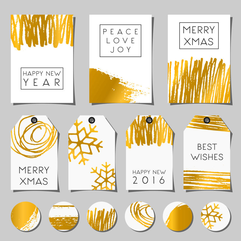 金色水彩图案的圣诞节卡片矢量设计