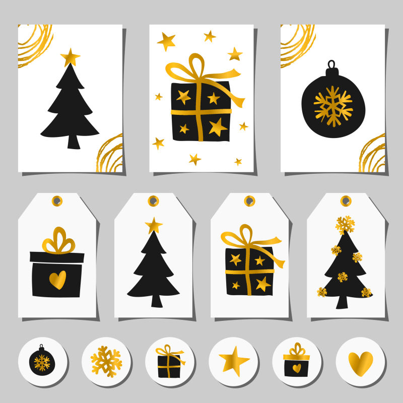 创意的圣诞节卡片和标签矢量设计