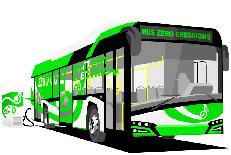 矢量创意绿色主题的公共汽车