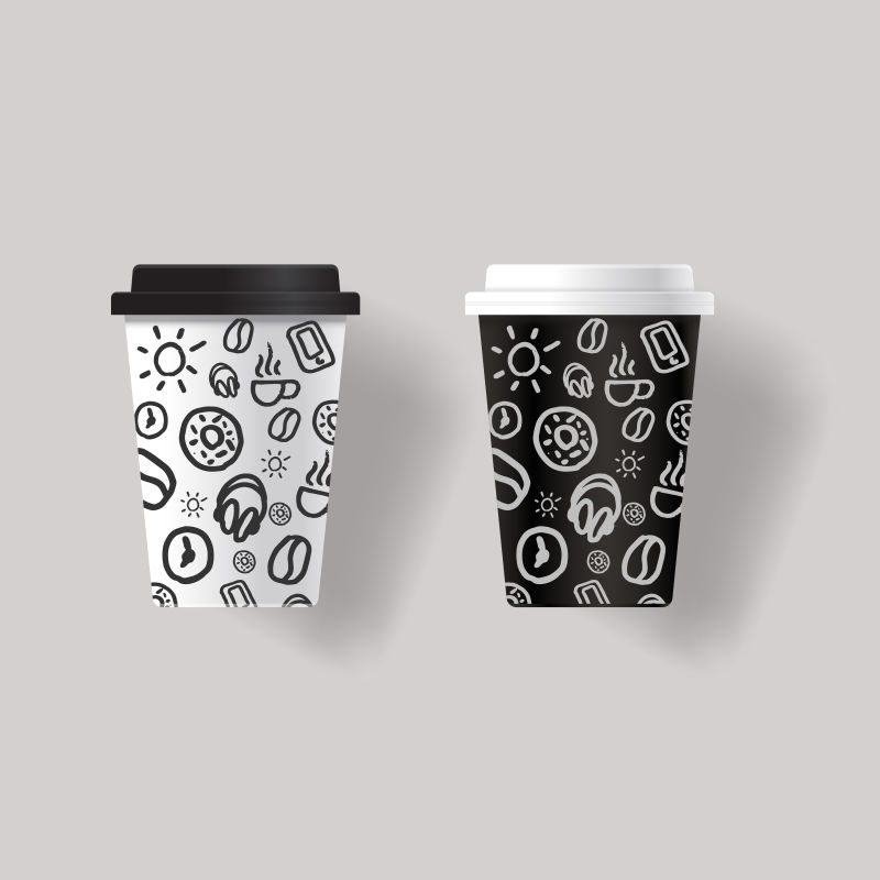 创意矢量卡通图标的纸质咖啡杯设计