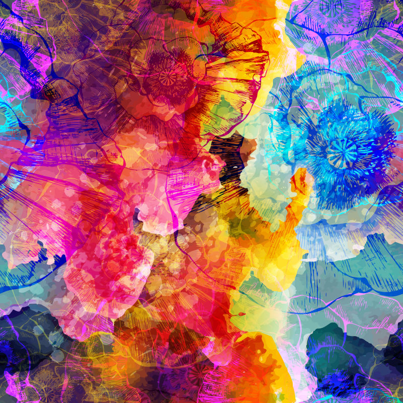 抽象彩色现代抽象花卉元素的矢量背景