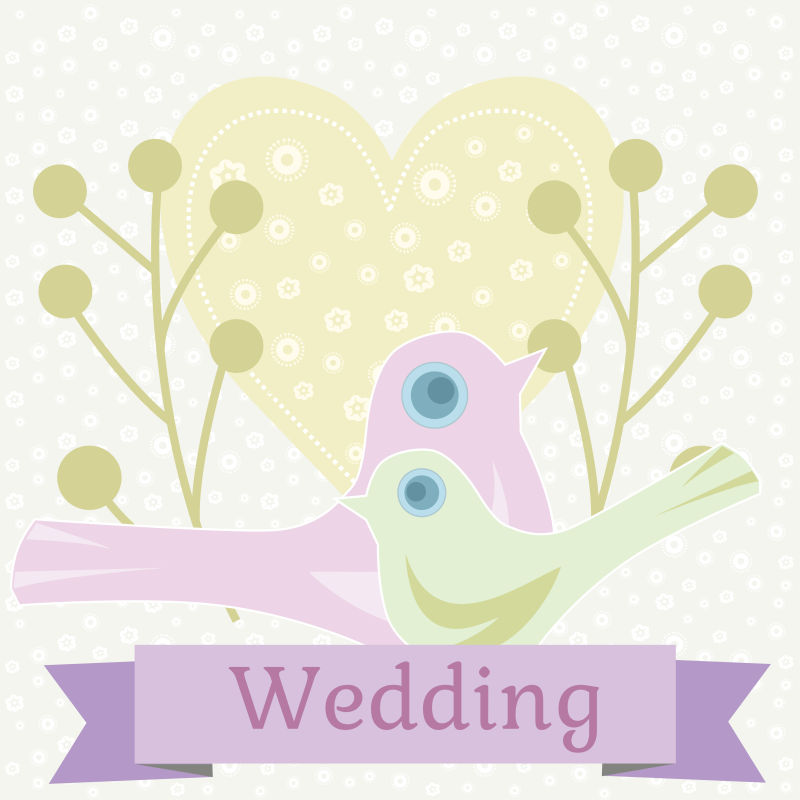 鸽子图案的婚礼插图矢量设计