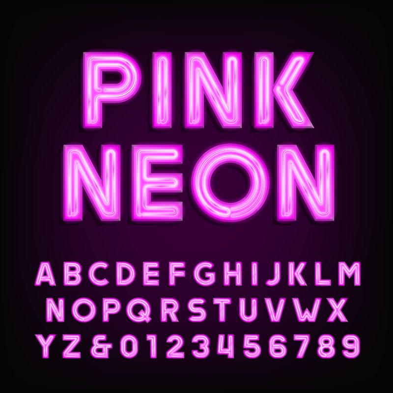 矢量粉色发光字符