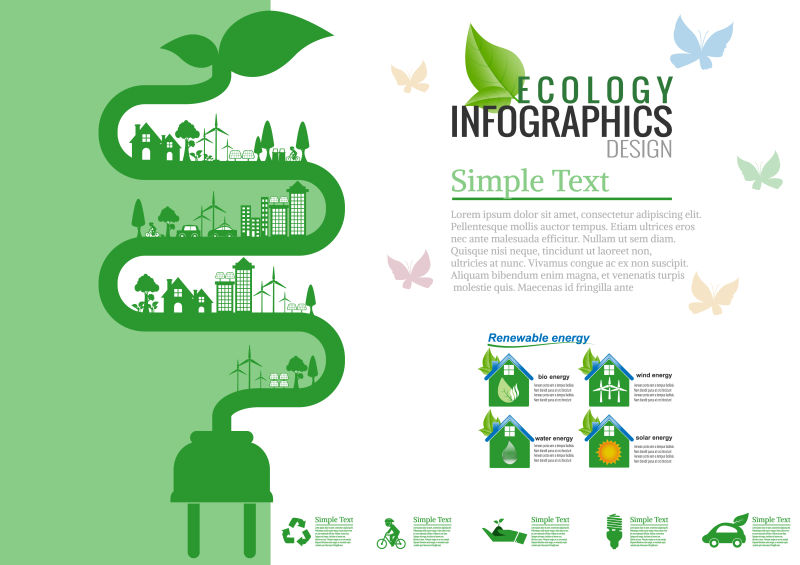 创意矢量生态概念的信息图表概念背景设计