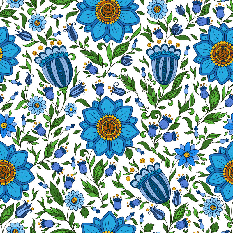 蓝色花卉图案的矢量背景设计