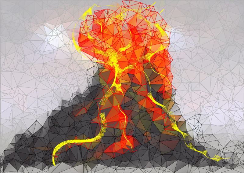喷发的火山矢量抽象背景设计