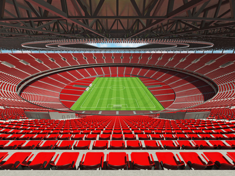 3D红色座位的足球场