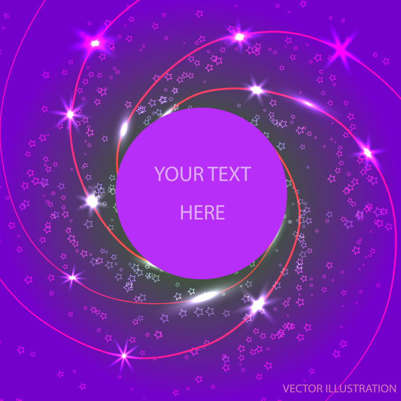 紫色背景抽象曲线和星光