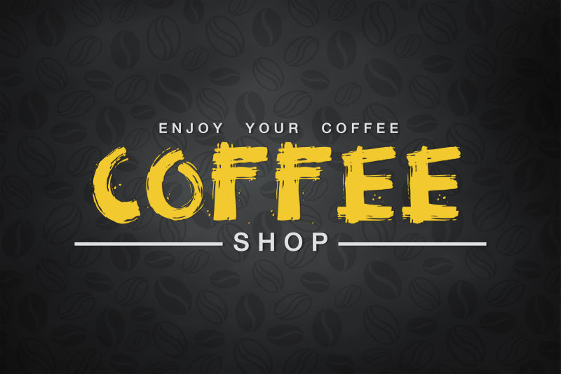黄色咖啡字母的咖啡店背景
