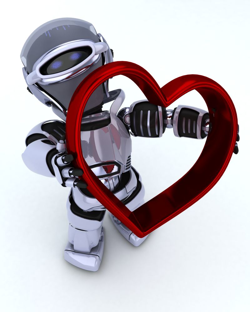 机器人拿着爱心