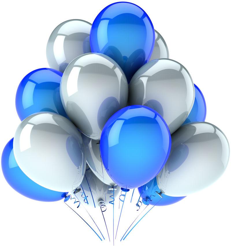 白色和蓝色的气球装饰