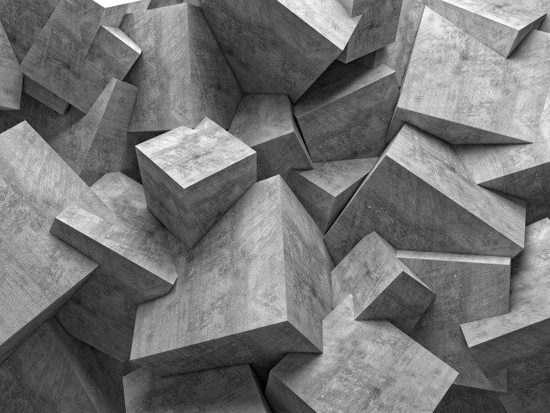 抽象的几何立方体形状混凝土墙壁