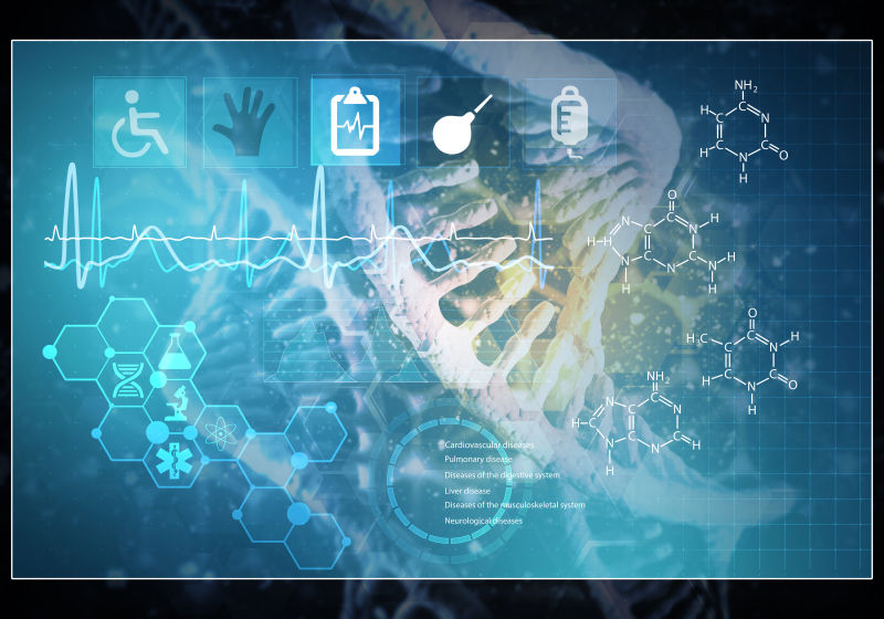 3D渲染DNA的媒体医学背景图像